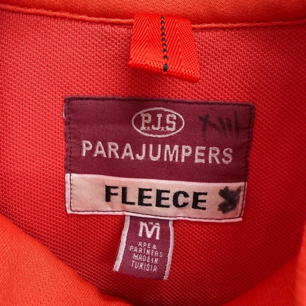 Parajumpers Fleece Nylon Jacket Mens Size M Neon Orange Full Zip Sweatshirt